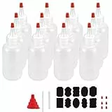 TANCUDER 12 Pezzi Set di Bottiglie di Condimento Bottiglia per Salsa Plastica 120ml Dosatori per Condimenti Bottiglie per Spremere di Ketchup con Tappo Rosso e Accessori per Barbecue, Salse, Sciroppo