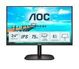 AOC 24B2XDA - Monitor FHD da 24 pollici, IPS (1920 x 1080, 75 Hz, VGA, DVI, HDMI), Nero