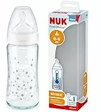 NUK First Choice+ biberon in vetro | 0-6 mesi | Controllo temperatura | tettarella in silicone | Valvola anti-coliche | Senza BPA | 240 ml