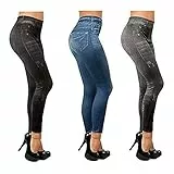 ShopINess Confezione da 3 Slim Jeggings (1Nero, 1Grigio, 1Blu) Taglia S/M (32-36 EU). Vestono Aderenti