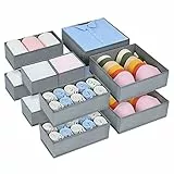 DIMJ Organizer Cassetti, 12 Pcs Non Tessuto Cassetto Organizer, Divisori per Cassetti, Scatola di Immagazzinaggio Pieghevole, Grigio Classico