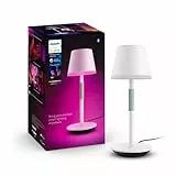 Philips Hue White and Color Ambiance Lampada da Tavolo Hue Go Portable, Luce Bianca e Colorata, Dimmerabile, Uso per Interni ed Esterni, IP54, 6,2W, Bianco