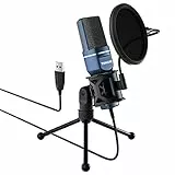 TONOR PC Microfono USB Cardioide Condensatore per Computer Gioco Mic Plug & Play con Treppiede e Filtro Pop per Registrazione Vocale, Podcasting, Streaming, Video di Youtube per Laptop PC Desktop