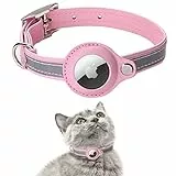 AgoumLux Airtag Collare per Gatti Regolabile Riflettente Airtag Collare per Animali Domestici Compatibile con Apple Airtag, Rosa, XS