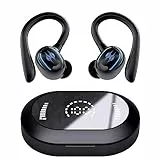 MAIJOFO Cuffie Bluetooth 5.3, Auricolari Bluetooth Sport con Mic 60H, Doppio Display LED IP7 Impermeabile Auricolari Wireless Controllo Touch Hi-Fi Cuffie Senza Fili In Ear, Ricarica Rápida Nero