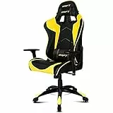 DRIFT GAMING DR300BY-Sedia da gioco professionale, similpelle, braccioli 3D, pistone di classe 4, sedile reclinabile, altezza regolabile, reclinabile, cuscini lombari e cervicali, colore giallo