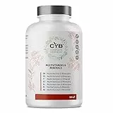 CYB | Multivitaminico Vitamine e Minerali - 365 Compresse - Vitamina C 120mg Vitamina D 5mg Vitamina B12 2,5mg Biotina 50mg Zinco 10mg - Integratore Quotidiano Vegetariano