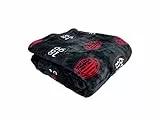 Hermet A.C. Milan, Coperta Morbida Stampata, Plaid In Coral, 150x210, Prodotto Ufficiale, Nero e Rosso