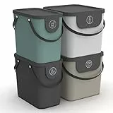 Rotho Albula Set Di 4 Sistemi Di Separazione Dei Rifiuti Cucina, Plastica, Senza Bpa, Multicolore, ‎40 X 23.5 X 34 Cm