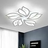 Delaveek Lampada da Soffitto LED Moderna, 65W Plafoniere Grandi da Soffitto Diametro 58cm 7200LM, Plafoniere Bianco 5 Testa Forma di Fiore Design, Bianco Freddo 6500K, per Camera da Letto, Soggiorno