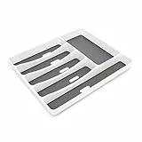 Relaxdays Portaposate da Cassetto, 6 Scomparti, Posate & Accessori Cucina, Plastica, 5x32,5x40 cm, Bianco/Antracite, Multicolore, 40.5x32.5x5 cm