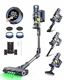VICSONIC Aspirapolvere Senza Fili, 520W 33KPa Scopa Elettrica Senza Fili Potente, 8-in-1 Scopa Senza Fili 65 Minuti di Autonomia, Smart Touch Display, 180° Pieghevole, 4 Livelli di Potenza (Blu)