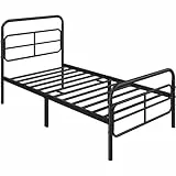 Yaheetech Struttura Letto Singolo in Metallo 90 x 200 cm Testiera Geometrica in Ferro Battuto Angoli Arrotondati per Camerada Letto Nero