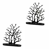 Cabilock 2 Pezzi Anello Di Corallo Espositore Appendiabiti Stand Nero Vassoio Portaoggetti Braccialetto Ornamento Albero Piatto Creativo Pratico Per Torre Tavolo Organizer Titolari