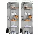 BrilliantJo 2 Pezzi Armadio Guardaroba pensile con 5 Ripiani Organizer, scaffali con 6 Tasche per Vestiti -Beige (30 x 30 x 108 cm)