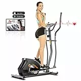Profun Cyclette Ellittica | Ellittica per casa | 10 Livelli di Resistenza | Massa volano 15 libbre | Display LCD|Porta Tablet|Maniglia per Test della frequenza cardiaca|Carico Massimo: 390Ibs