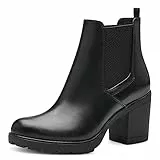 MARCO TOZZI Stivaletti Chelsea Donna in Pelle Sintetica con Tacco, Black, 38 EU
