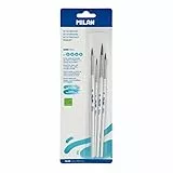 MILAN Blister 4 pennelli rotondi (capelli di capra e sintetico) manico bianco, serie 101w nº 2, 4, 6 e 8, BWM10468