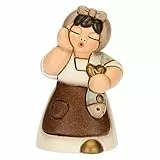 THUN, Donna con Pesce in Ceramica Decorata a Mano, Colore Bianco, Linea Presepe Classico, Decorazioni Natale Casa, 5x4.6x8.2 cm h