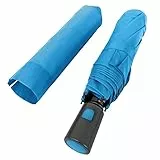 Ombrello Pieghevole da Pioggia Blu Royal Donna e Uomo - Ombrello Portatile da Borsa Antivento con Apertura Automatica - Ombrello Mini Tascabile da Viaggio Resistente - Diametro 96 cm (Blu Royal)