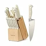 CAROTE Set Coltelli da Cucina con Ceppo,14 Pezzi Set di coltelli da cucina,Coltelli da Chef,Coltelli da pane,Coltello Santoku,Coltelli universali,Coltelli per sbucciare,Coltelli da bistecca,Forbici