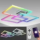 B.K.Licht Plafoniera LED smart WiFi, App e telecomando, controllo vocale, dimmerabile, CCT luce calda, neutra, fredda, colorata RGB, iOS & Android, 48 w