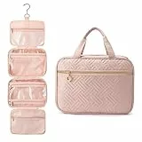 Beauty Case Donna da Viaggio, LOVEVOOK Borsa da Toilette Grande Borsa Cosmetica Impermeabile Beauty Case Trucchi con Gancio girevole a 360°, Rosa
