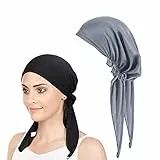 Geesui 2 Pezzi Turbanti per Donna Legato Testa Sciarpa, Elastico Cotone Fascia Capelli Donna per Perdita di Capelli