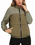 NC Cappotto Impermeabile Donna Giacca Impermeabile Antivento Antipioggia Giacche Leggera Sportiva a Vento con Cappuccio e Tasche per Corsa Campeggio Verde Chiaro XL