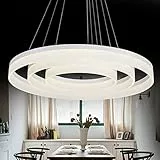 YXXHM- Lampadario per Soggiorno, Moderno lampadario a LED, Cerchio dimmerabile in Alluminio Anello Rotondo della Camera da Pranzo della Camera da Pranzo, con Telecomando White