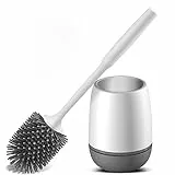 Juliyeh Set di spazzole in silicone morbido per la pulizia del WC e kit di supporto ad asciugatura rapida, bianco, taglia unica