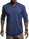 Leif Nelson Camicia da Uomo Maniche Lunga Slim Fit LN-3865 Blu Large