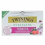 Twinings, Benessere Tonicità, Infuso Aromatizzato ai Frutti di Bosco con Radice di Echinacea e Sambuco, con Vitamina D per Mantenimento Tono Muscolare, Senza Caffeina, 1 Confezioni da 18 Filtri