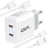 Caricatore iPhone e iPad [Certificato Apple MFi] 2 Porte 20W Caricabatterie Rapido USB C con Cavo iPhone e iPad 2M Alimentatore Presa Spina Adattatore per iPhone 14/13/12/11/X/XS/XR/iPad Mini/Air/Pro