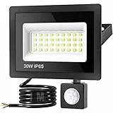 Kolpop Faretto Led da Esterno con Sensore di Movimento, 30W 3000LM, 6500K Bianca Fredda Faro Impermeabile IP65 Interno per Giardino Garage parete