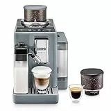 De'Longhi Rivelia Perfetto EXAM440.55.G, Macchina da Caffè Automatica, Chicchi Macinati al Momento, Portachicchi Intercambiabile, Caraffa Montalatte Automatica, 16 Ricette, Display Touch, Grigio