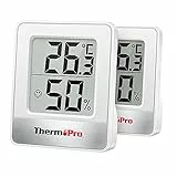 ThermoPro TP49-2 Piccolo Igrometro Digitale Termometro Interno Termometro Dell'atmosfera Monitor di Temperatura e Umidometro per il Comfort Home Office Termometro di Rettile, 2 Pezzi