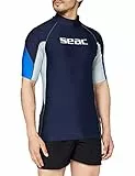 SEAC RAA Short Evo Man, Maglia Protettiva Rash Guard per Snorkeling e Nuoto Anti UV Uomo, Blu/Blu Chiaro, 4XL