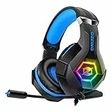 Cuffie Gaming per PS4 PS5 PC Xbox One, Cuffie con Microfono Cancellazione del Rumore, 3D Surround Sound, Cuffie Comfort con LED RGB