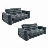 Intex Divano letto queen size gonfiabile estraibile divano letto futon con 2 portabicchieri (pompa non inclusa), grigio scuro (confezione da 2)