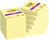 Post-it Foglietti Super Sticky Canary Yellow, Confezione da 8 blocchetti + 4 Gratis, 90 Fogli per blocco, 47,6 mm x 47,6 mm, Giallo Canary - Per Appunti, Elenchi & Promemoria
