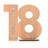Giftota - Libro degli ospiti 2023 in legno – Libro degli ospiti per compleanno 18 in legno – 18 compleanno anniversario – Numeri decorativi 18 anni con numeri annuali – regalo per 18 anni uomo donna –