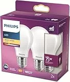 Philips LED Lampadina Goccia, 2 pz, 8.5W, Attacco E27, Luce Bianca Calda, Non Dimmerabile