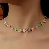 Generic Primavera ed Estate Europea e Americana Color Piccola Collana Primaverile Fresca Femminile Piccola Collana Creativa con Olio a Goccia a Margherita