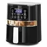 Aigostar Maha - Friggitrice ad aria 7 in 1 da 4 L con finestra di visualizzazione con controllo dell'illuminazione indipendente, cestello antiaderente. Friggitrice senza olio 1600 W, nero