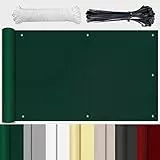 HUAXIQUE Telo Frangivista per Balcone Giardino Copri Ringhiera Balcone Impermeabile Anti UV con Fascette Privacy Recinzione Copertura per Balcone 50x100cm Verde Scuro