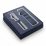 Waterman Expert Penna Stilografica Punta Media Con Finiture Cromate In Nero Con Un Astuccio, Set Regalo