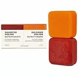 Enooso - Set Shampoo Solido e Balsamo Naturale e Ristrutturante per capelli danneggiati 120 g - Mango e Papaya - Artigianale Biologico Vegano - Made in Italy