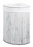 VERDELOOK Cesto porta biancheria ad angolo con coperchio e maniglie foderato, 35x35x60 cm, bianco