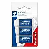 Staedtler Mars Plastic 526 53 Gomma, Bianco, 11 x 6.6 x 1.5 cm, Confezione Da Tre